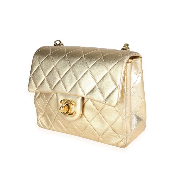 Chanel Vintage Gold Quilted Lambskin Mini Square Flap Bag - Picture 2 of 8